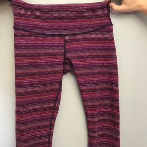 LULU LEMON purple cyber striped leggings